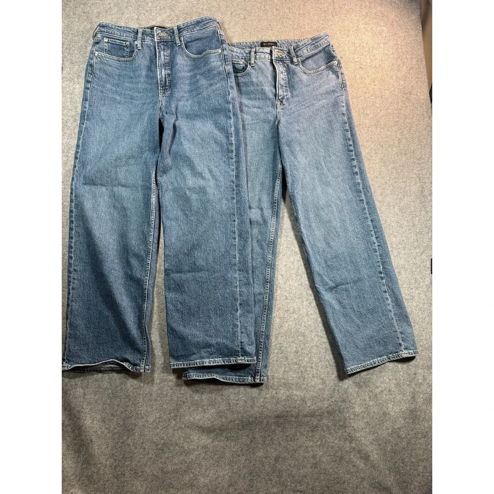 Lot Of 2 Free Assembly Jeans Womens 12 Blue Denim Preppy High Rise Straight Leg - Picture 1 of 8